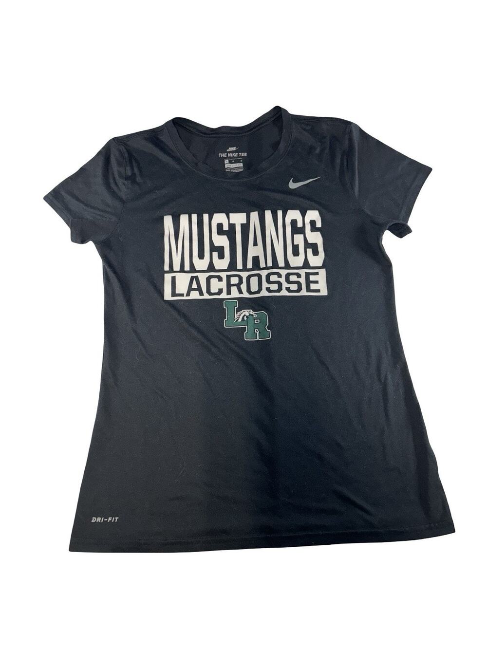 Nike Women’s Medium Mustangs Lacrosse Dri-FIT Black Graphic T-Shirt
